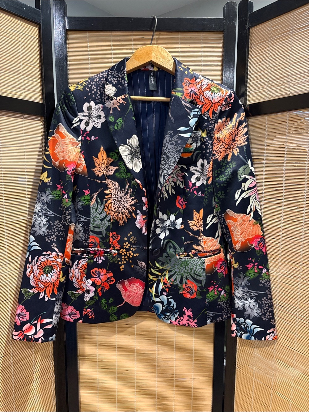 Marc Cain Navy Floral Blazer with Multicolor Blooms